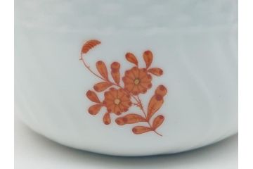 希少　ヘレンド　ハンガリー　HEREND HVNGARY　アポニー　オレンジ　テーブルウェアとしてもインテリアとしても使用できる愛らしいデザインのプレート&シュガーポットセット(HUNGARY、ボンボン入れ、蓋物、小物入れ、皿、バラ、薔薇、西洋陶磁器)(R-062286)