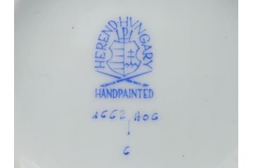 希少　ヘレンド　ハンガリー　HEREND HVNGARY　アポニー　オレンジ　テーブルウェアとしてもインテリアとしても使用できる愛らしいデザインのプレート&シュガーポットセット(HUNGARY、ボンボン入れ、蓋物、小物入れ、皿、バラ、薔薇、西洋陶磁器)(R-062286)