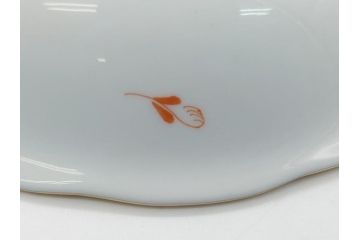 希少　ヘレンド　ハンガリー　HEREND HVNGARY　アポニー　オレンジ　テーブルウェアとしてもインテリアとしても使用できる愛らしいデザインのプレート&シュガーポットセット(HUNGARY、ボンボン入れ、蓋物、小物入れ、皿、バラ、薔薇、西洋陶磁器)(R-062286)