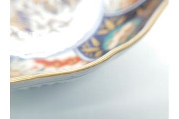 幕末〜明治期　富長貴春(富貴長春)　伊万里　色絵　金彩　5寸皿　約15cm　煌びやかで豪華な絵付けの深皿3客セット(和食器、和皿、変形皿、五寸)(R-062287)
