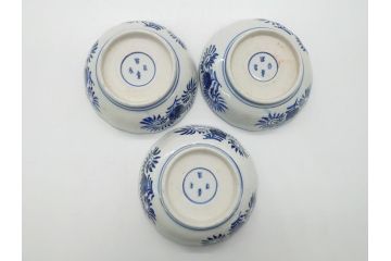 幕末〜明治期　富長貴春(富貴長春)　伊万里　色絵　金彩　5寸皿　約15cm　煌びやかで豪華な絵付けの深皿3客セット(和食器、和皿、変形皿、五寸)(R-062289)