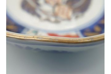 幕末〜明治期　富長貴春(富貴長春)　伊万里　色絵　金彩　5寸皿　約15cm　煌びやかで豪華な絵付けの深皿3客セット(和食器、和皿、変形皿、五寸)(R-062290)