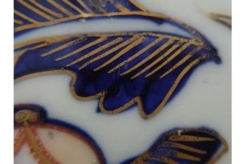 幕末〜明治期　富長貴春(富貴長春)　伊万里　色絵　金彩　5寸皿　約15cm　煌びやかで豪華な絵付けの深皿3客セット(和食器、和皿、変形皿、五寸)(R-062290)