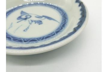 江戸期　古伊万里　染付　鶴文　4.1寸皿　約12.5cm　清楚な絵付けで食卓に馴染みやすい小皿5客セット(四寸一分、和食器、和皿)(R-062291)