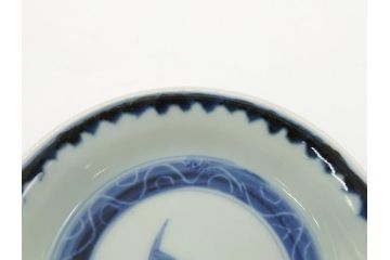 江戸期　古伊万里　染付　鶴文　4.3寸皿　約13cm　清楚な絵付けで食卓に馴染みやすい小皿5客セット(四寸三分、和食器、和皿)(R-062292)