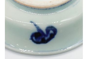 江戸期　古伊万里　染付　鶴文　4.3寸皿　約13cm　清楚な絵付けで食卓に馴染みやすい小皿5客セット(四寸三分、和食器、和皿)(R-062292)