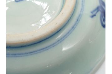 江戸期　古伊万里　染付　鶴文　4.3寸皿　約13cm　清楚な絵付けで食卓に馴染みやすい小皿5客セット(四寸三分、和食器、和皿)(R-062292)