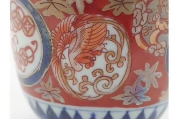 明治期　伊万里焼　色絵　多種多様な絵付けが目を引く湯呑み2客セット(蕎麦猪口、松竹、紅葉、龍、鳳凰、和食器)(R-062294)