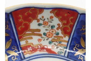 幕末〜明治期　富長貴春(富貴長春)　伊万里　色絵　金彩　5寸皿　約15cm　煌びやかで豪華な絵付けの深皿2客セット(和食器、和皿、変形皿、五寸)(R-062298)