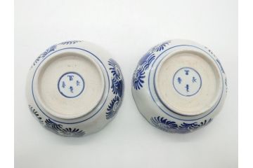 幕末〜明治期　富長貴春(富貴長春)　伊万里　色絵　金彩　5寸皿　約15cm　煌びやかで豪華な絵付けの深皿2客セット(和食器、和皿、変形皿、五寸)(R-062298)