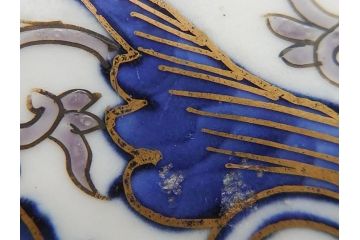 幕末〜明治期　富長貴春(富貴長春)　伊万里　色絵　金彩　5寸皿　約15cm　煌びやかで豪華な絵付けの深皿2客セット(和食器、和皿、変形皿、五寸)(R-062298)