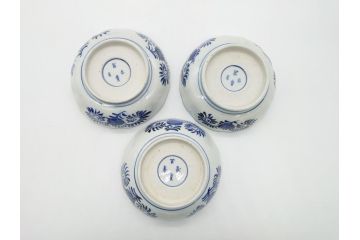 幕末〜明治期　富長貴春(富貴長春)　伊万里　色絵　金彩　5寸皿　約15cm　煌びやかで豪華な絵付けの深皿3客セット(和食器、和皿、変形皿、五寸)(R-062300)