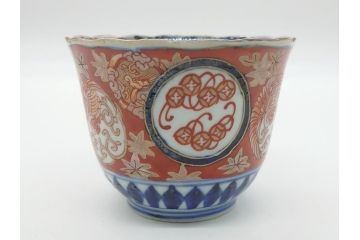 明治期　伊万里焼　色絵　多種多様な絵付けが目を引く湯呑み5客セット(蕎麦猪口、松竹、紅葉、龍、鳳凰、和食器)(R-062301)