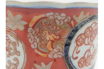 明治期　伊万里焼　色絵　多種多様な絵付けが目を引く湯呑み5客セット(蕎麦猪口、松竹、紅葉、龍、鳳凰、和食器)(R-062301)