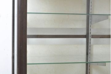 和製アンティーク　大正ロマン　象嵌入り　栗材　レトロな雰囲気の引き出し付きガラスケース(ショーケース、陳列棚、飾り棚、店舗什器)(R-062306)