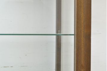 和製アンティーク　ナラ材　レトロな雰囲気たっぷりな縦型ガラスケース(ショーケース、陳列棚、飾り棚)(R-062308)