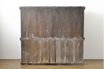 和製アンティーク　明治期　京都産　経年を感じる風合いが魅力の水屋箪笥(食器棚、収納棚、重ね戸棚、時代箪笥、キャビネット、引き出し)(R-062312)