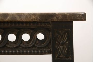 フランスビンテージ　大理石天板　落ち着いた色味が格好いい!個性的な彫刻が魅力のローテーブル(リビングテーブル、センターテーブル、ヴィンテージ)(R-062328)