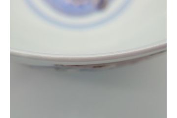 上手物　幕末〜明治期　成化年製　伊万里焼　色絵　金襴手　染付　金彩　花蝶図　鶴　4.4寸　約13cm　色彩豊かな絵付けで食卓が明るくなる蓋付き茶碗3客セット(和食器、和皿、四寸四分)(R-062343)