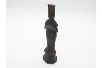 年代物　明治期　金工　明珍宗義銘(田中宗義)　明治工芸　古銅置物(仏像、置き物)(R-062344)