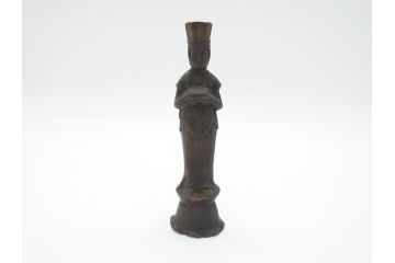 年代物　明治期　金工　明珍宗義銘(田中宗義)　明治工芸　古銅置物(仏像、置き物)(R-062344)