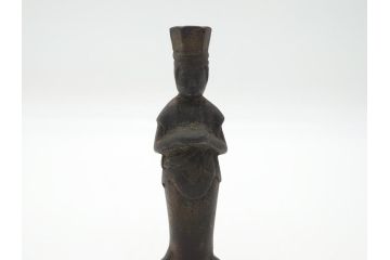 年代物　明治期　金工　明珍宗義銘(田中宗義)　明治工芸　古銅置物(仏像、置き物)(R-062344)