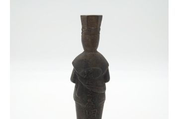 年代物　明治期　金工　明珍宗義銘(田中宗義)　明治工芸　古銅置物(仏像、置き物)(R-062344)