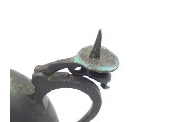 時代物　明治期　龍文堂　古銅　鳳凰文　珍獣口　使い込むほどに深みが増す水滴(書道具、箱無し)(R-062345)