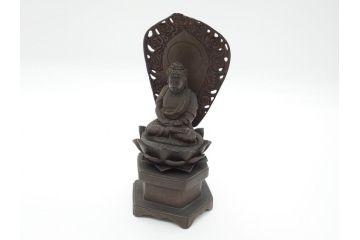 江戸〜明治期　時代物　古銅　坐像(釈迦如来?、阿弥陀如来?、仏教美術)(R-062346)