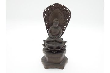 江戸〜明治期　時代物　古銅　坐像(釈迦如来?、阿弥陀如来?、仏教美術)(R-062346)
