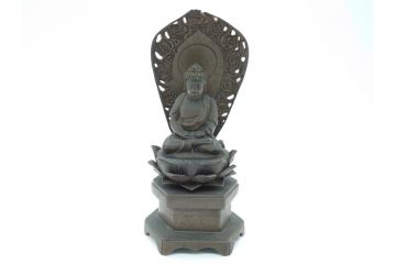 江戸〜明治期　時代物　古銅　坐像(釈迦如来?、阿弥陀如来?、仏教美術)(R-062346)