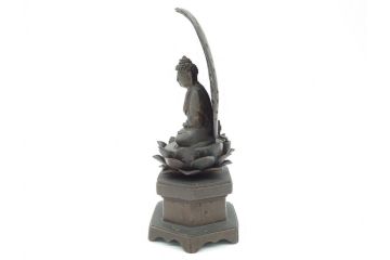 江戸〜明治期　時代物　古銅　坐像(釈迦如来?、阿弥陀如来?、仏教美術)(R-062346)