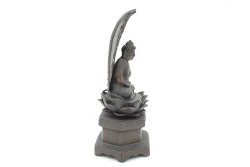 江戸〜明治期　時代物　古銅　坐像(釈迦如来?、阿弥陀如来?、仏教美術)(R-062346)