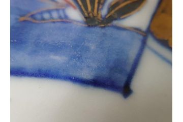 江戸期　古伊万里　色絵　角福　青海波文　8.6寸皿　約26cm　鮮やかな色彩と奇抜なフォルムが食卓のアクセントとなる変形皿5客セット(大皿、八寸六分、和食器、和皿)(R-062349)