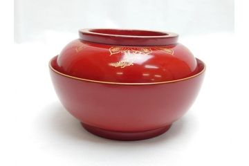 沈金　朱塗り　花鳥文　4.3寸　約13cm　食卓を華やかに彩る蓋付き椀10客セット(木製、漆器、汁椀、和食器、四寸三分)(R-062352)