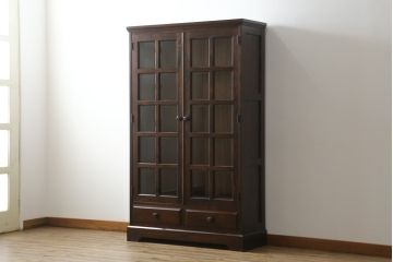 中古　北海道民芸家具　和洋どちらのお部屋にも馴染むブックケース(本箱、書棚、収納棚、キャビネット、飾り棚)(R-062355)