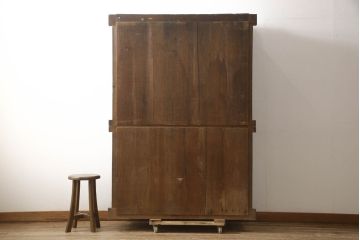 和製アンティーク　明治大正期　和モダンの雰囲気を盛り上げる四尺水屋箪笥(重ね戸棚、食器棚、収納棚、キャビネット、引き出し)(R-062362)