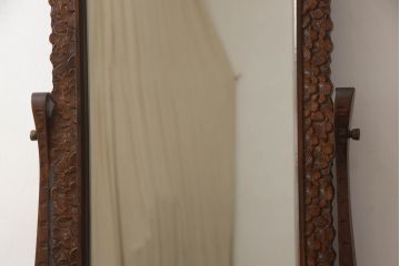 中古　軽井沢彫り　細部まで丁寧に施された桜の彫刻が美しい鏡台(ドレッサー、姿見、ミラー)(R-062369)