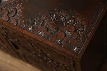 中古　軽井沢彫り　細部まで丁寧に施された桜の彫刻が美しい鏡台(ドレッサー、姿見、ミラー)(R-062369)