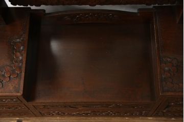 中古　軽井沢彫り　細部まで丁寧に施された桜の彫刻が美しい鏡台(ドレッサー、姿見、ミラー)(R-062369)