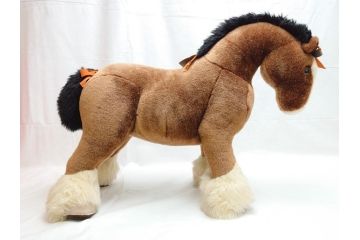 フランス　HERMES　エルメス　エルミー　GM　オレンジリボンがワンポイントで可愛い馬のぬいぐるみ(ホース、ブラウン、外箱付き)(R-062370)