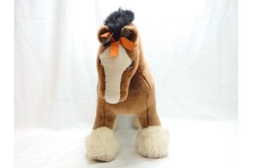 フランス　HERMES　エルメス　エルミー　GM　オレンジリボンがワンポイントで可愛い馬のぬいぐるみ(ホース、ブラウン、外箱付き)(R-062370)