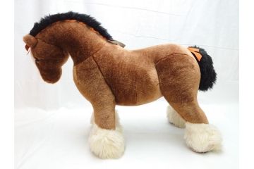 フランス　HERMES　エルメス　エルミー　GM　オレンジリボンがワンポイントで可愛い馬のぬいぐるみ(ホース、ブラウン、外箱付き)(R-062370)