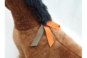 フランス　HERMES　エルメス　エルミー　GM　オレンジリボンがワンポイントで可愛い馬のぬいぐるみ(ホース、ブラウン、外箱付き)(R-062370)