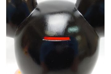 当時物　三菱銀行　ノベルティー　ソフビ　2体セット　レトロな表情が可愛いミッキー&ミニーの古い貯金箱(カウンター用、店頭用、企業物、非売品、コインバンク、ディズニー)(R-062372)