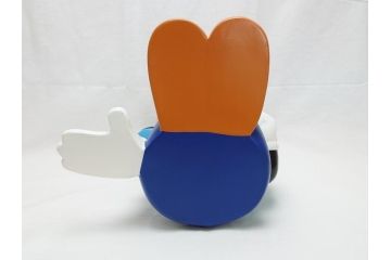 当時物　三菱銀行　ノベルティー　ソフビ　2体セット　レトロな表情が可愛いミッキー&ミニーの古い貯金箱(カウンター用、店頭用、企業物、非売品、コインバンク、ディズニー)(R-062373)