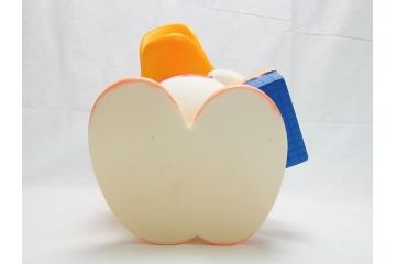 当時物　三菱銀行　ノベルティー　ソフビ　2体セット　遠足姿　レトロな表情が可愛いドナルド&デイジーの古い貯金箱(カウンター用、店頭用、企業物、非売品、コインバンク、ディズニー)(R-062374)