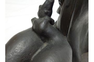TAKEZO　新海竹蔵　ブロンズ　穏やかな表情の女性と羊の置物(置き物、近代彫刻)(R-062376)