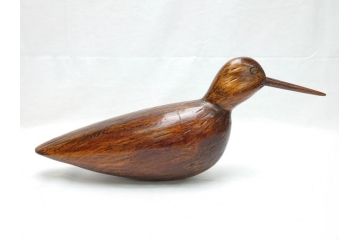 鴨　シギ　それぞれ個性の違った愛らしいデコイ3点セット(置き物、置物、模型、ディスプレイ、インテリア、木製)(R-062377)