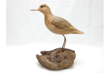 鴨　シギ　それぞれ個性の違った愛らしいデコイ3点セット(置き物、置物、模型、ディスプレイ、インテリア、木製)(R-062377)